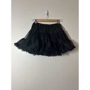 Halloween Tutu Girl's One Size Fits Most Black Elastic Waist Tulle Skirt